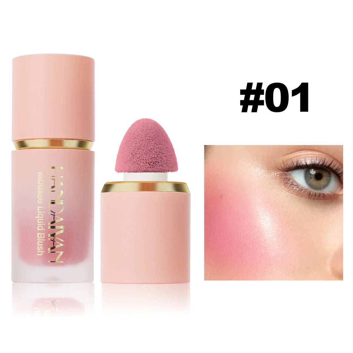 Blushimmer 6-color matte liquid blush palette with sponge applicator, waterproof, long-lasting, easy to blend blush for a natural glow