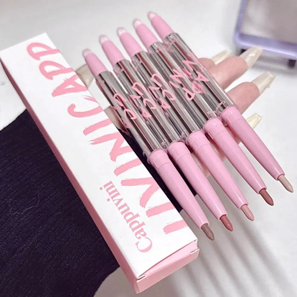 Blushimmer nude lip liner with matching lip brush, Korean-style long-lasting velvet matte lipstick for smooth lip makeup application