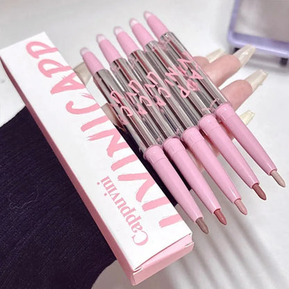 Blushimmer nude lip liner with matching lip brush, Korean-style long-lasting velvet matte lipstick for smooth lip makeup application