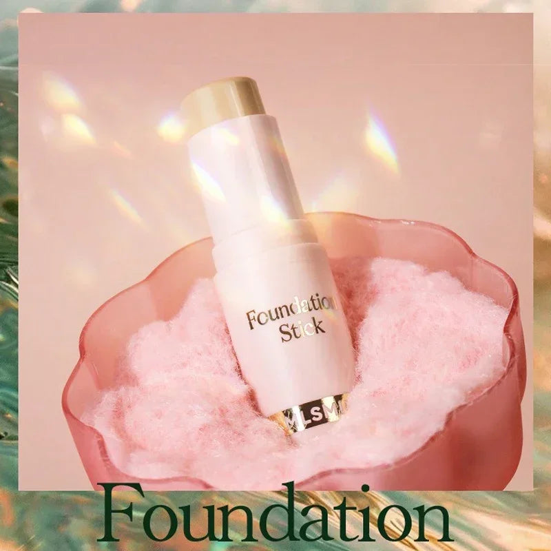 Blushimmer facial stick foundation for dark skin, full coverage, matte finish, oil-control concealer, and primer in a portable stick.