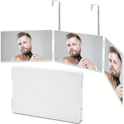 Black Blushimmer 3-way compact trifold cosmetic mirror with folding design for self hair cutting and makeup, portable vanity accessory
