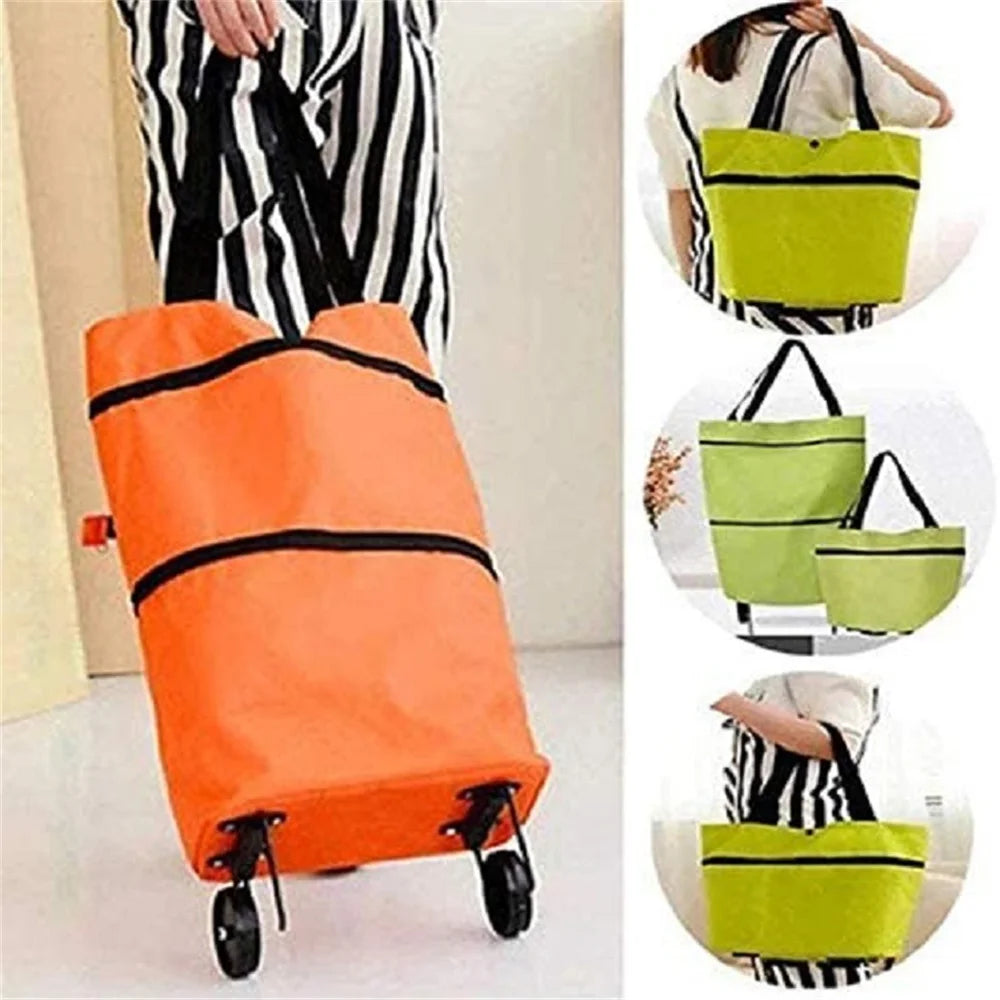 1Pcs/lot Big Capacity Grocery Folding Cart with Wheels and Removable Bag Anti-Slip Grips for Grocery
