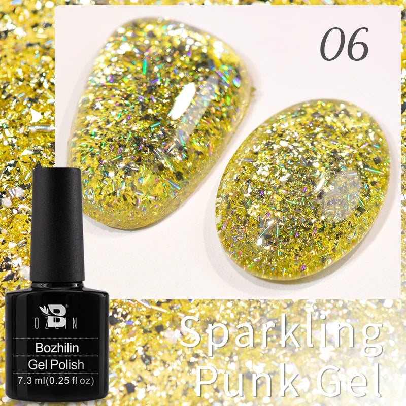 Blushimmer 5ML gold and silver metallic gel polish with chrome mirror finish, semi-permanent UV LED nail gel with bright French effect