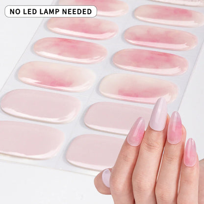 Blushimmer 16Tips gradient starry sky gel nail strips with sparkling glitter for full cover DIY manicure decoration, baking-free gel stickers.
