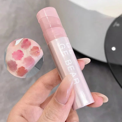 Blushimmer Gege Bear Water Gel Lip Gloss with hydrating formula, clear shine, long-lasting color, and natural finish on lips.