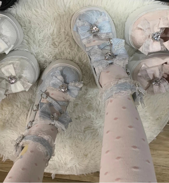 Japanese Style Mine Subculture Lolita High Heels Women's Sweet Girls Bowing Platform Heels Ladies Mary Jane Shoes Spring Summer