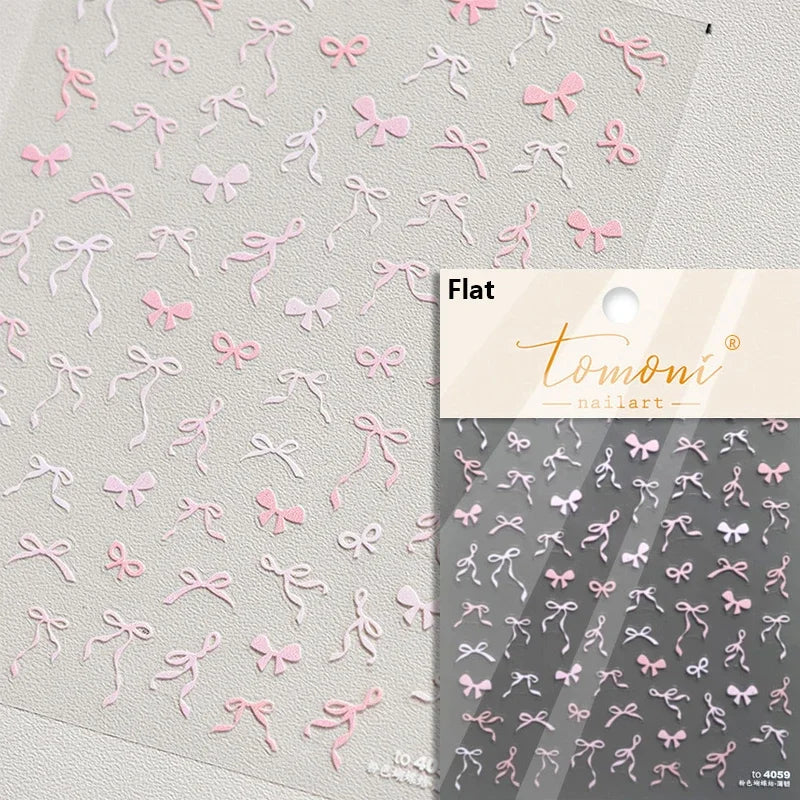 French leopard print bowknot lace ribbon rhinestone pearl manicure decal by Blushimmer for elegant nail art decoration.