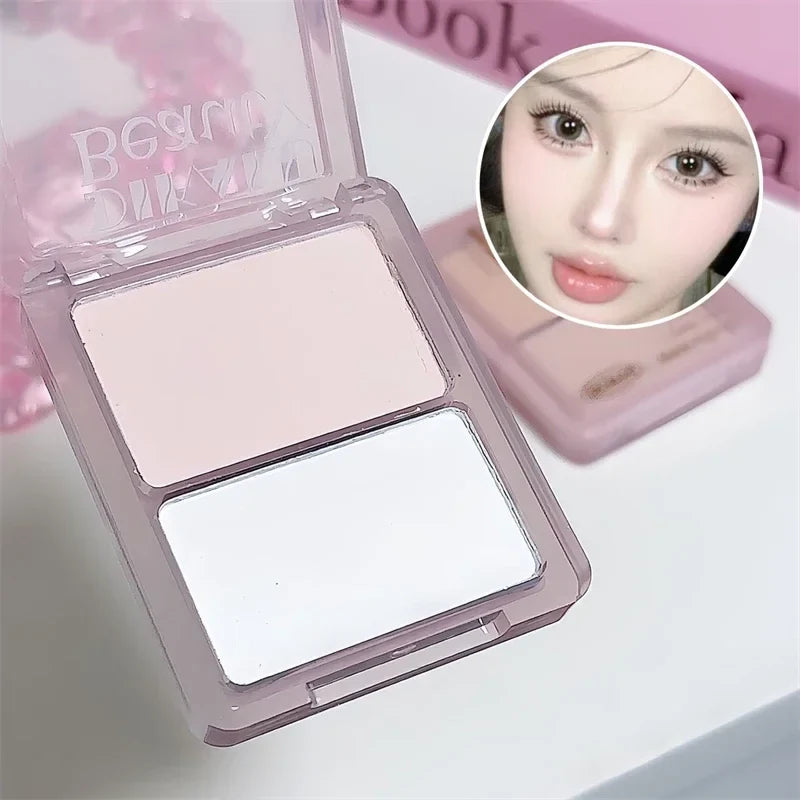 Two-tone Highlight Contour Palette Matte White Highlighter Grey Brown Nose Shadow Face Contouring Bronzer Brighten Powder Makeup