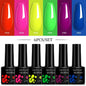 LILYCUTE 6Pcs/Set 7ML Gel DIY Nail Polish Bright Pink Semi Permanent Soak Off UV LED Gel Varnish Nail Art Design Manicure Kit
