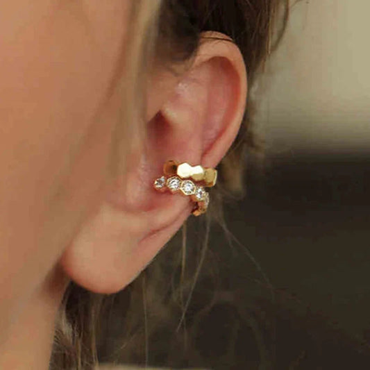 MAIDEN-ART punk irregular geometric ear cuff earrings for women, non-piercing metal ear clip cartilage jewelry, fashionable party accessory