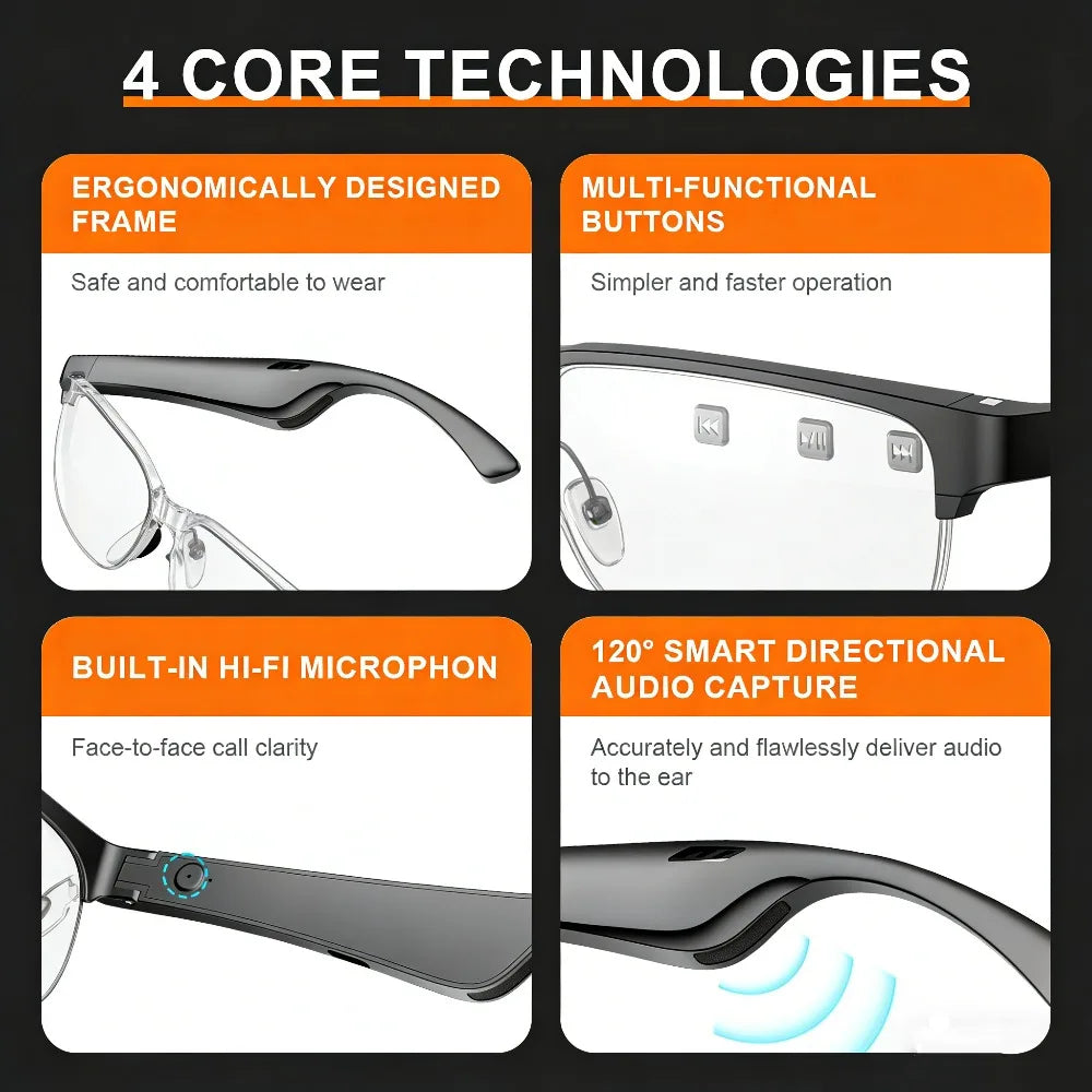 Smart Glasses, Polarized Sunglasses with Speaker,
