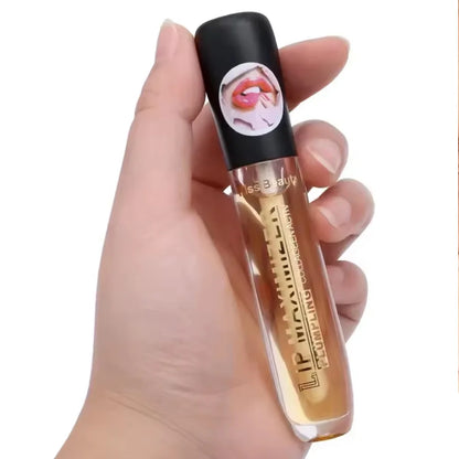 Blushimmer volumizing lip plumper serum and gloss with moisturizing, brightening, and elasticity-boosting lip care benefits.