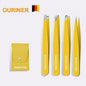 Colorful stainless steel eyebrow tweezer by Blushimmer with slanted tips for precise hair removal and shaping.