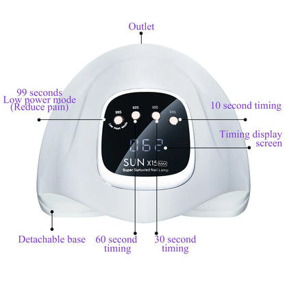 Blushimmer SUN X15 MAX high-power gel nail drying lamp with 66 LED lights, auto sensor, 280W UV LED nail polish drying machine