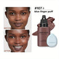 Blushimmer 2024 foundation and puff set featuring liquid matte full coverage waterproof foundation with a blue thumb puff.