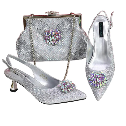 New Rhinestone Shoe & Bag Set HGT321