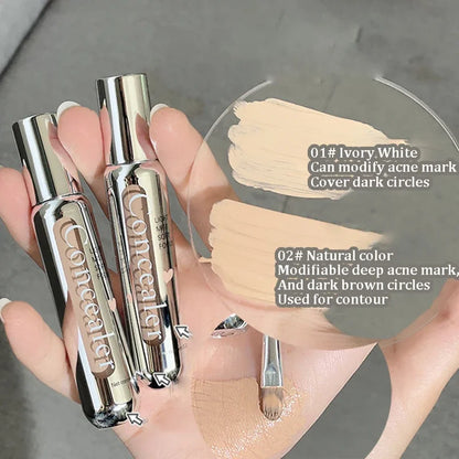 Blushimmer lightweight concealer pen with brush for contouring, covering dark circles, acne, and imperfections in a liquid cream formula.