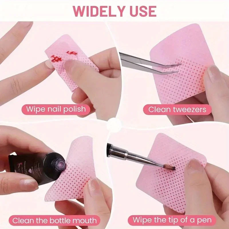 Blushimmer lint-free nail wipes and gel cleansing tissues for nail polish removal and beauty care, shown in a close-up image.