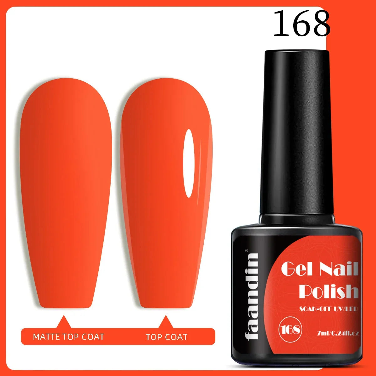 Blushimmer Faandin 7ml red gel nail polish bottle with high saturation, quick-drying UV lamp safe, alcohol-free, ideal for home use.