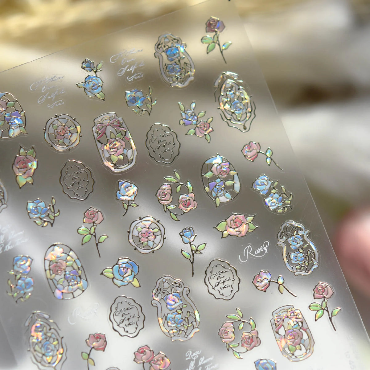 Dream Flower window shell nail art sticker by Blushimmer, featuring Japanese flower self-adhesive decals for press-on nail decoration.
