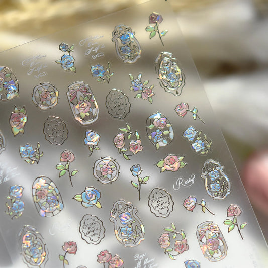 Dream Flower window shell nail art sticker by Blushimmer, featuring Japanese flower self-adhesive decals for press-on nail decoration.