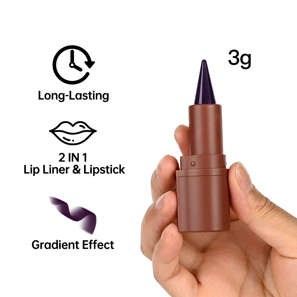 Blushimmer Lakerain matte black brown lip liner crayon for contouring and waterproof lip makeup, non-sticky and velvet finish.