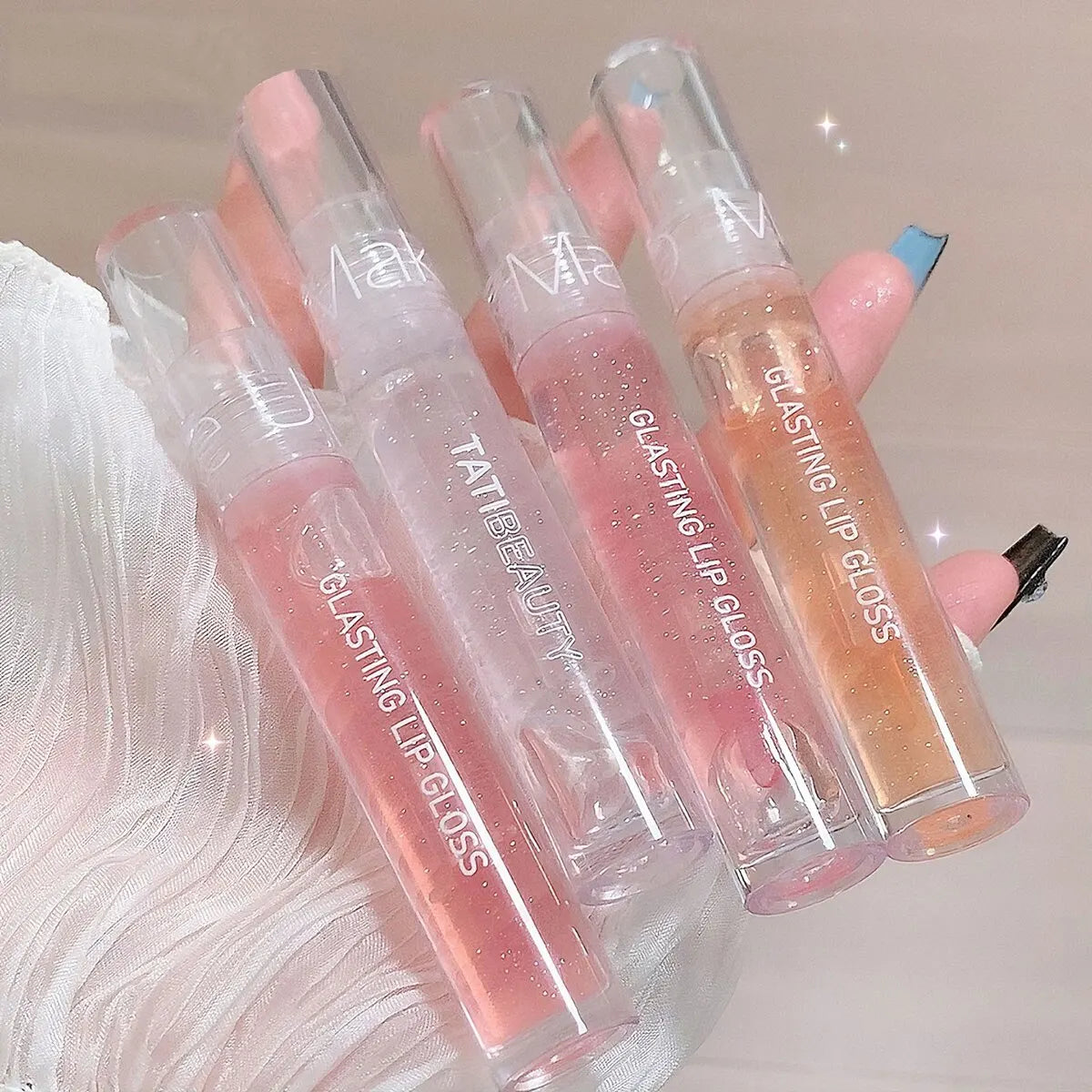 Blushimmer Lip Oil Uuny transparent water gloss with honey scent, moisturizing lip glaze in a clear glass tube, perfect for a glossy finish