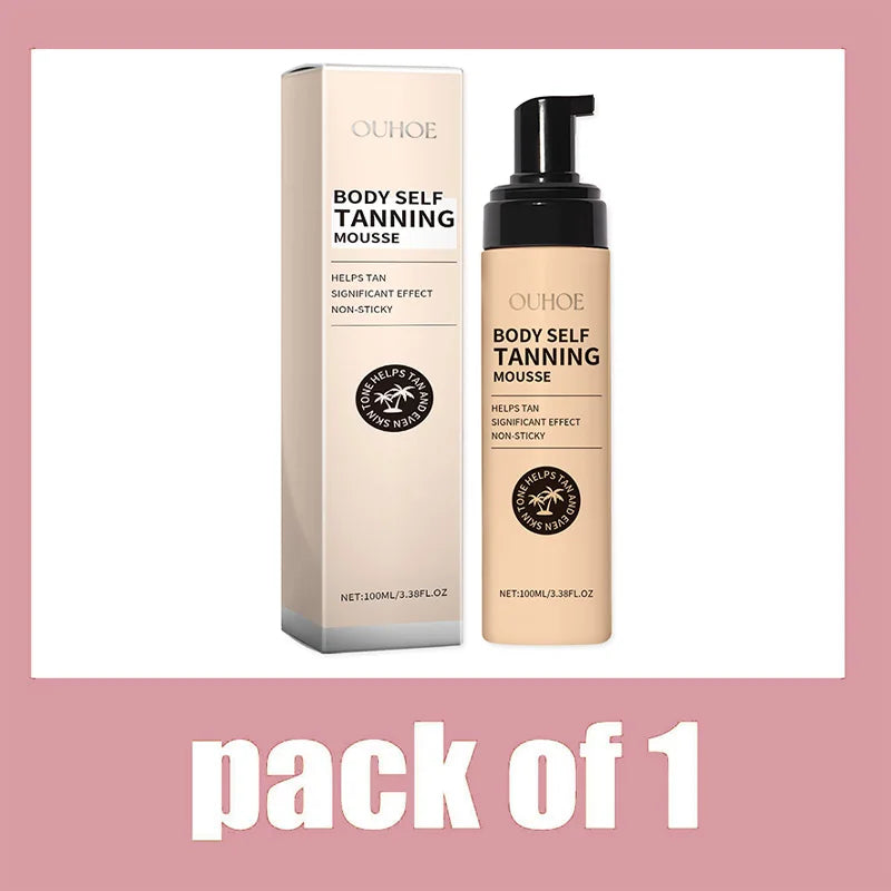 Blushimmer Summer Tanning Body Mousse in 100ml, moisturizing bronze glow for natural, sun-promoting skin with no UV damage