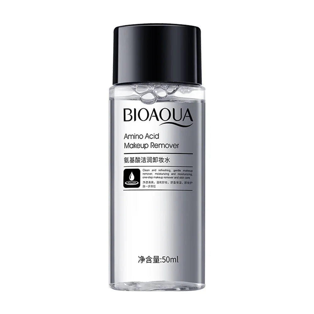 Blushimmer 50ML portable makeup remover cleansing liquid with water, gentle for lips, eyes, and face, ideal for travel and skin refreshment.