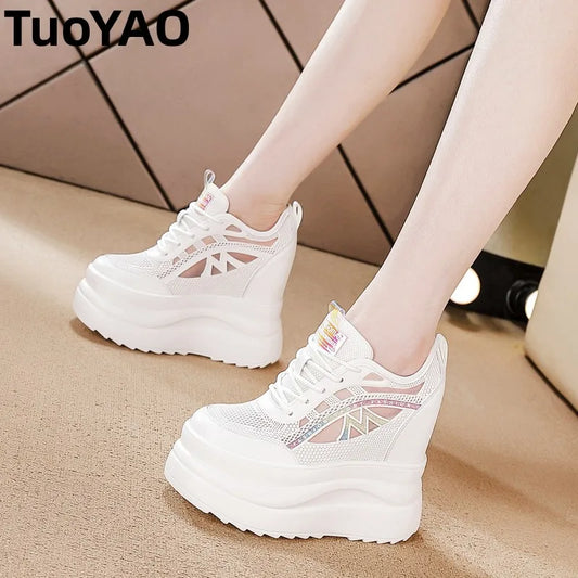 13cm Chunky Sneakers For Women Comfortable Women Casual Shoes Lightweight Walking Shoes Comfy Chusinoning Platform Wedge