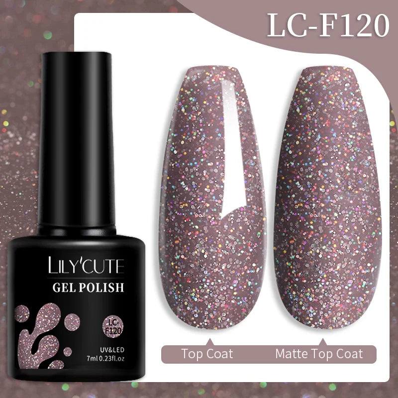 LILYCUTE 7ML colorful gel nail polish in various shades from Blushimmer, long-lasting semi-permanent UV gel for manicures and nail art.