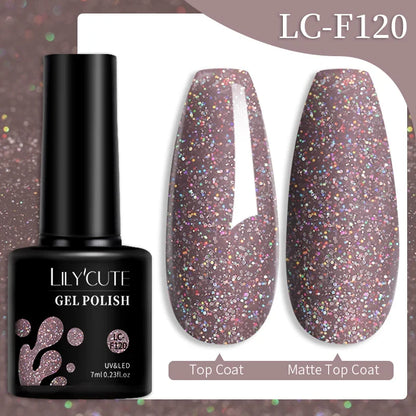 LILYCUTE 7ML colorful gel nail polish in various shades from Blushimmer, long-lasting semi-permanent UV gel for manicures and nail art.
