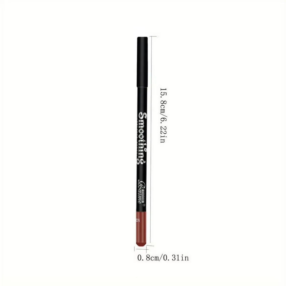 Blushimmer waterproof matte lipliner pencil in red, with long-lasting, moisturizing lip makeup, shown with a matching lipstick.