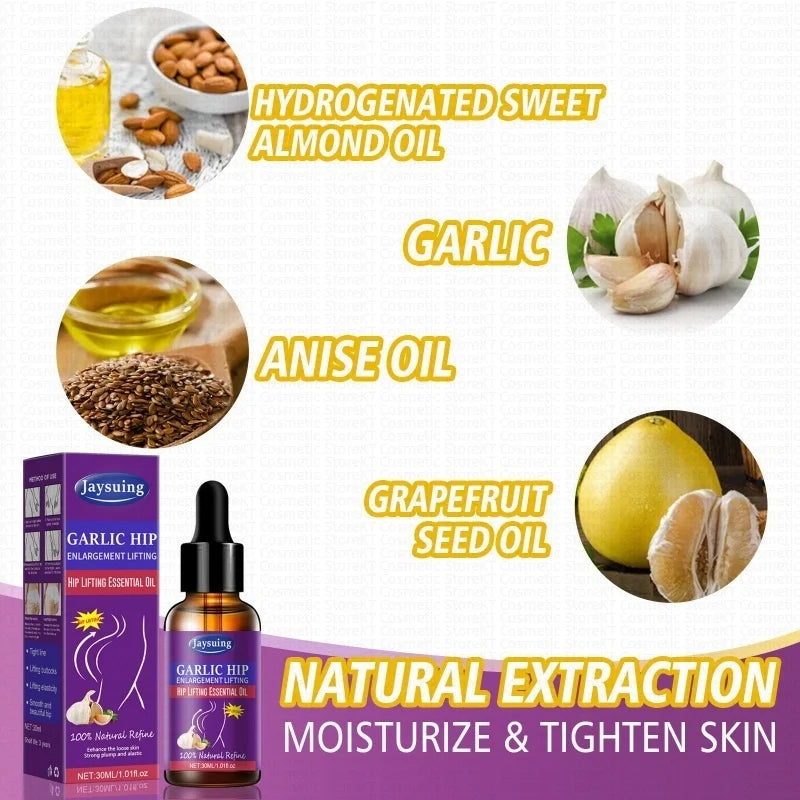 Garlic Buttock Enlargement Essential Oil Buttocks Firming Lifting Shape Massage Growth Increase Tighten Sexy Big Butt Body Care