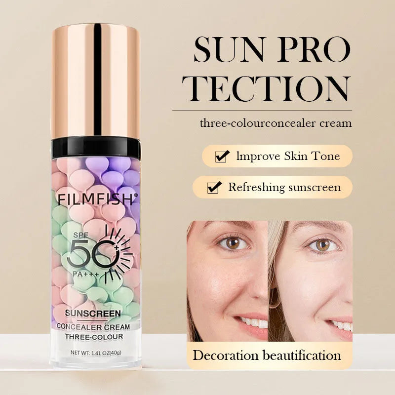 Blushimmer face makeup primer with tri-color cream contour for natural, waterproof foundation and makeup base in 40g container