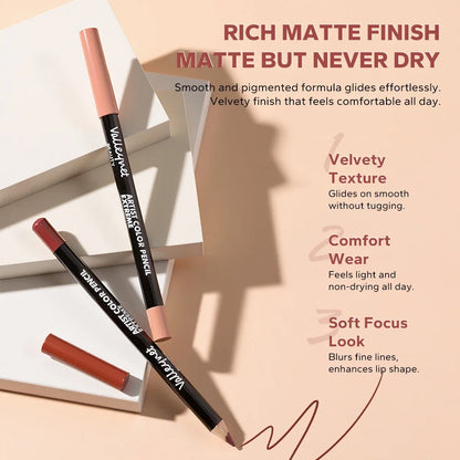 Blushimmer Nude Brown collection lip liner and eyeliner set featuring long-lasting matte waterproof lipstick for women.