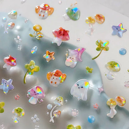 Cute red cherry bowknot 5D nail art stickers with shiny rhinestones, perfect for DIY manicure decoration by Blushimmer.