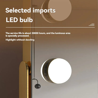 Large LED desktop makeup mirror with bulbs by Blushimmer, rotatable smart beauty dressing table mirror for precise application