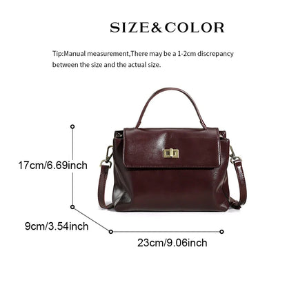 Women's genuine leather crossbody satchel by NNEOBA with adjustable shoulder strap and classic design, perfect for everyday use.