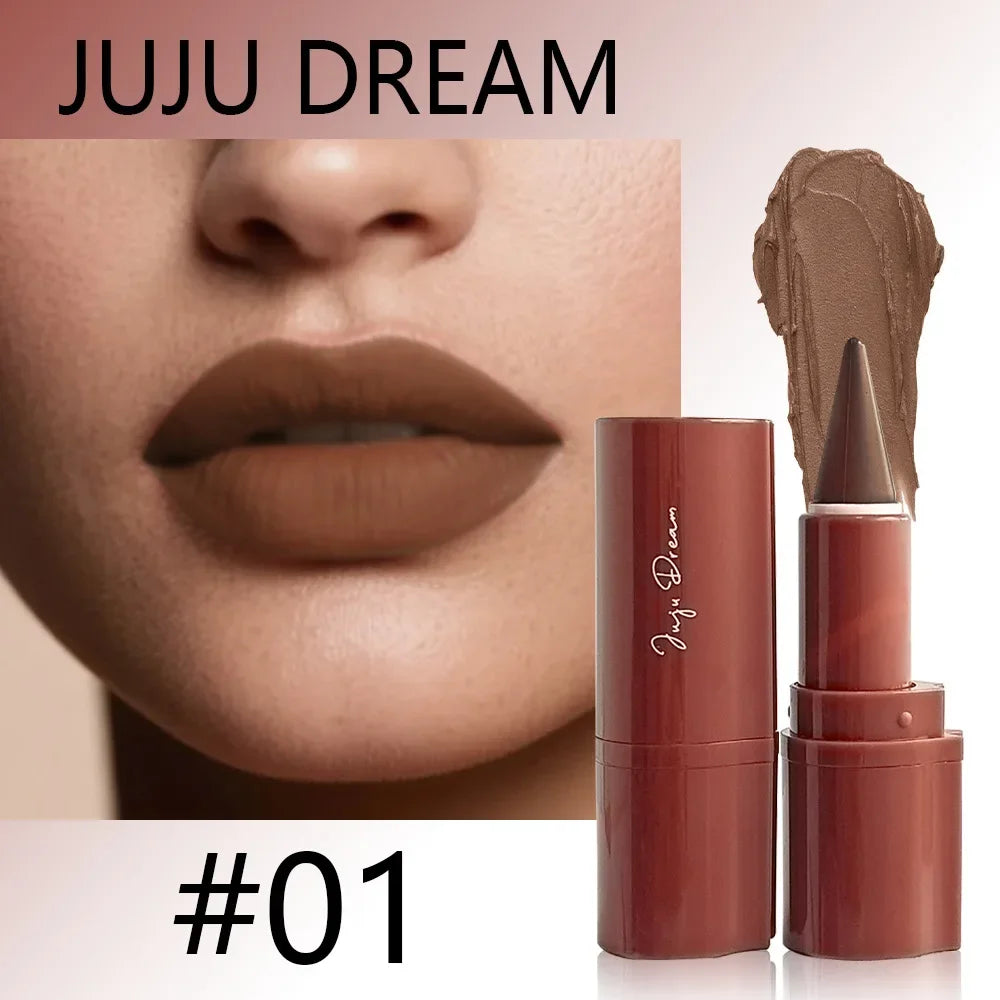Blushimmer tapered gradient lip liner in matte black brown velvet, waterproof, non-sticky contouring lip crayon.
