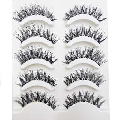 Set of 5 pairs of Blushimmer 3D Mink false eyelashes, natural style for makeup, beauty tool with faux cils for eye enhancement.