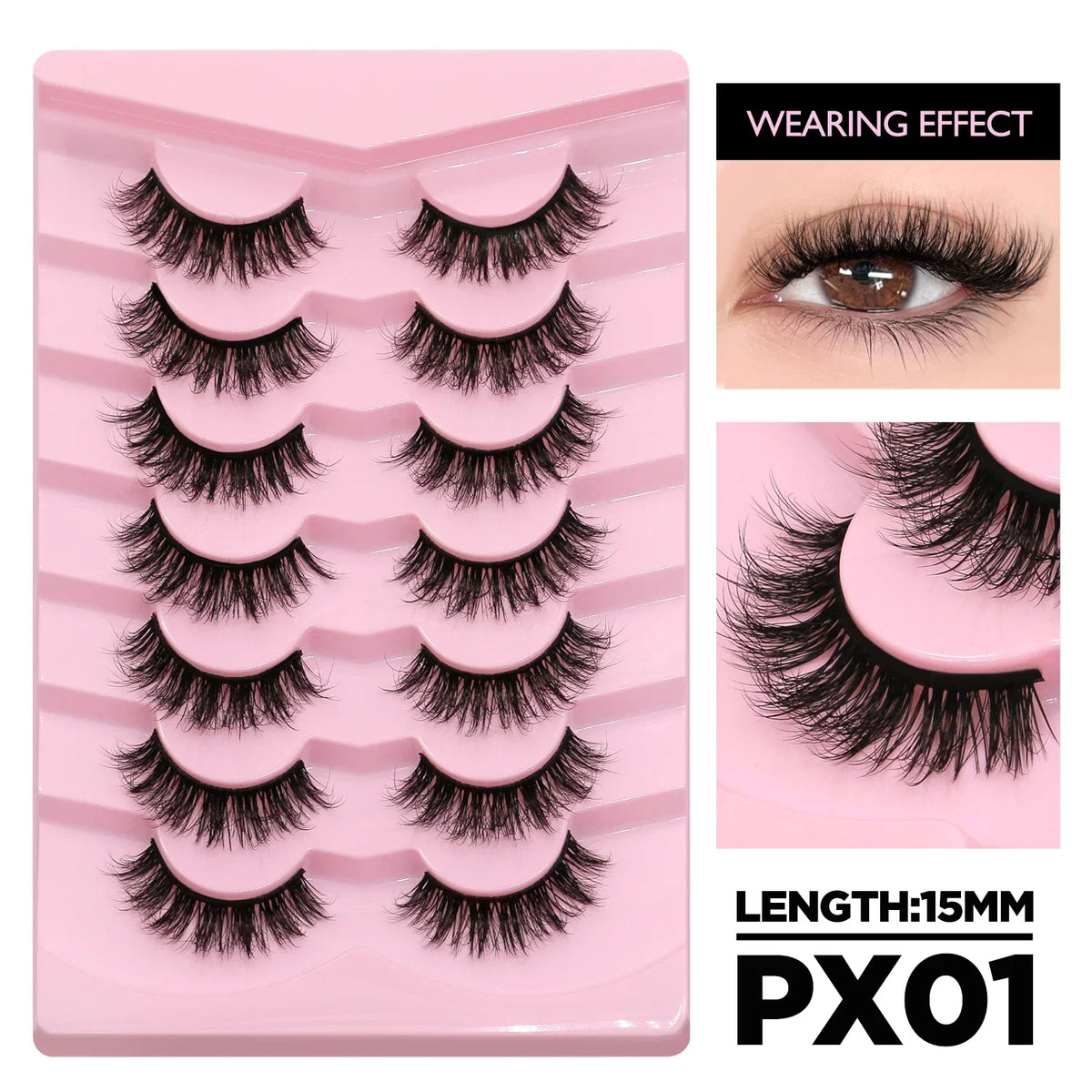 Blushimmer fluffy 3D mink cat eyelashes for a natural look, lightweight, reusable false lashes suitable for daily, party, or wedding makeup.