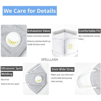 Disposable Face Mask KN95 Face Shield With Breathing-valve 7Layers Protective Mask Prevent Industrialdust Haze Fume  Formaldehyd