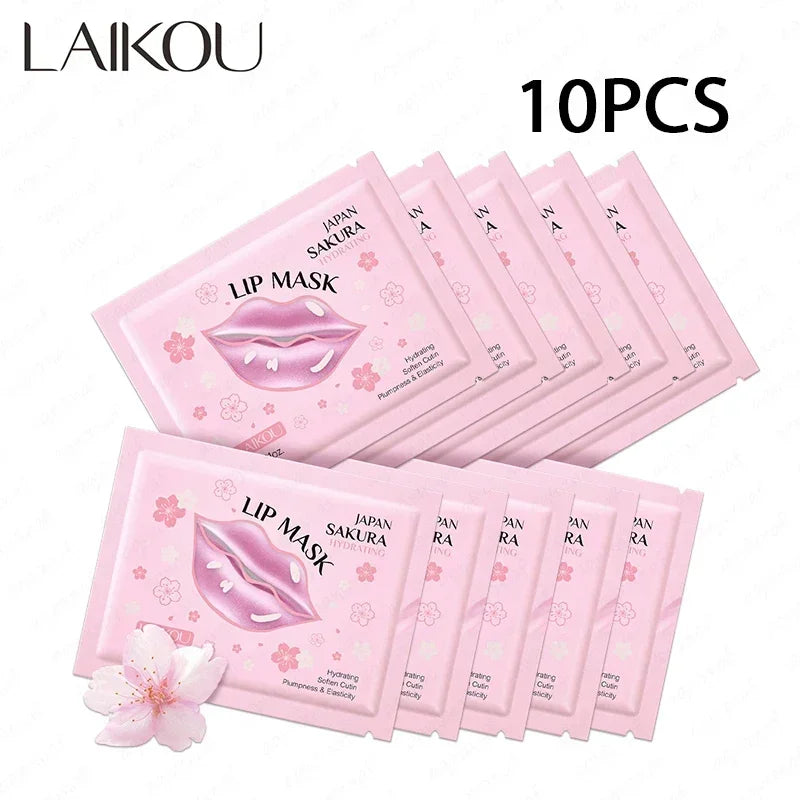 Blushimmer LAIKOU lip mask set with moisturizing and hydrating gel patches for repairing and softening lips.