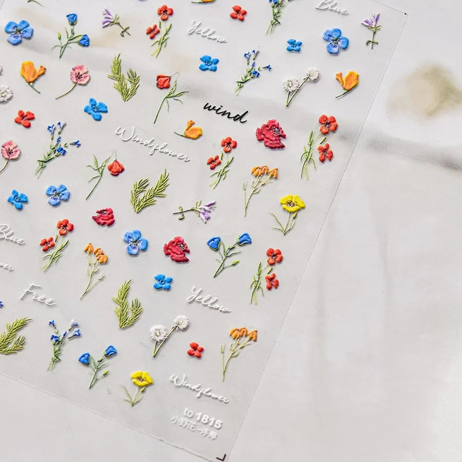 Blushimmer Dream Flower window shell nail art stickers with Japanese flower design, self-adhesive press-on nail decals.