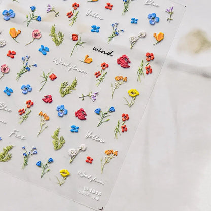 Blushimmer Dream Flower window shell nail art stickers with Japanese flower design, self-adhesive press-on nail decals.