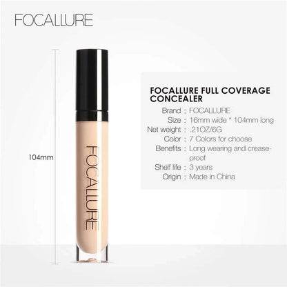 Wholesale FOCALLURE 7-color face concealer and liquid foundation by Blushimmer, waterproof, full coverage, moisturizing makeup liquid.