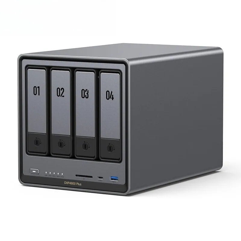 NASync DXP4800 Plus 4 Bay Desktop NAS l Pentium Gold 8505 5 Core CPU 4K 60Hz Network Attached Storage