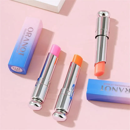 Blushimmer color-change gradient lipstick with moisturizing, waterproof, long-lasting tint and glossy finish, unisex holiday style.