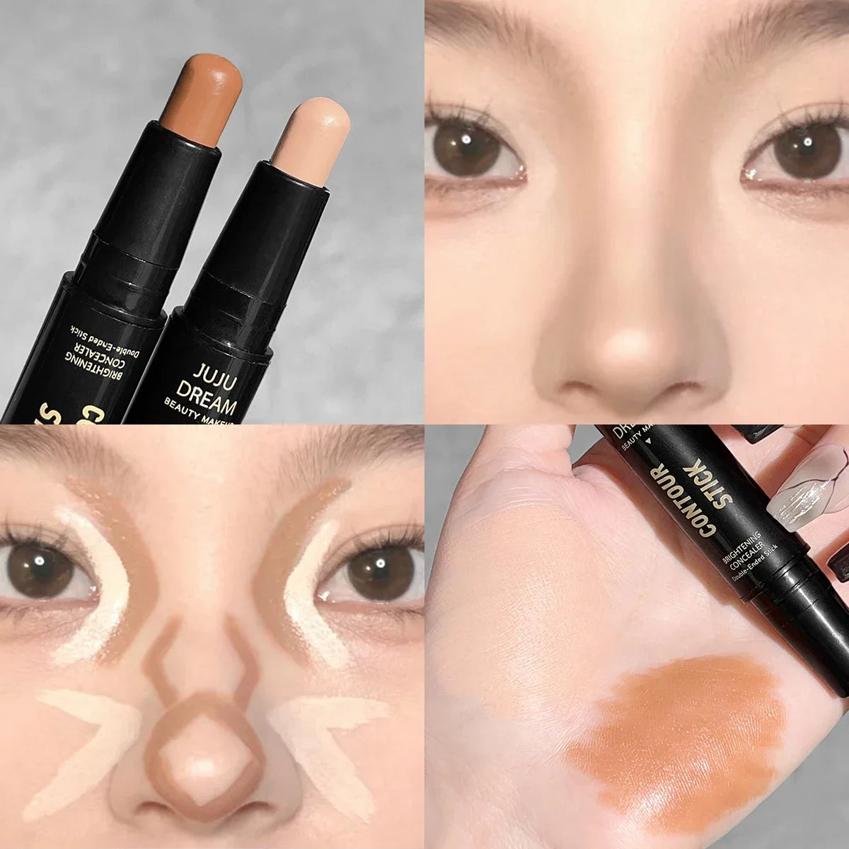 Blushimmer double-ended high-light trimming stick for facial contouring, nose shadow, and brightening with a three-dimensional design.